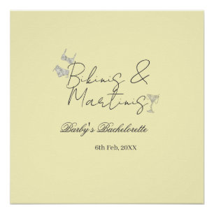 Bikins & Martinis Junggesellinnenabschied gelb ret Poster