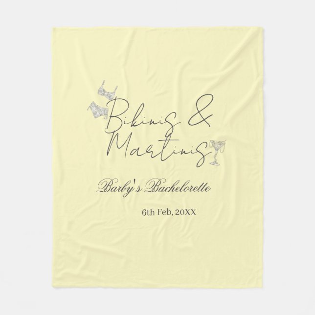 Bikins & Martinis Junggesellinnenabschied Retro-Ge Fleecedecke (Vorderseite)