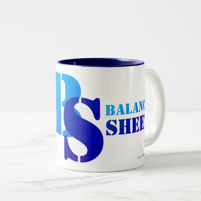 "BILANZBLATT" ZWEIFARBIGE TASSE (VorderseiteRechts)