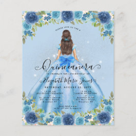 Bilap Floral Dusty Blue Gray Prinzessin Quinceaner Flyer