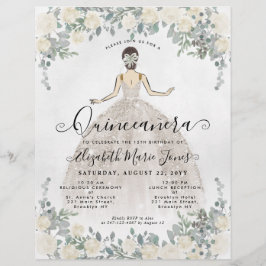 Bilap Floral Ivory White Glam Prinzessin Quinceane Flyer