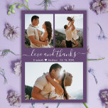 Bilap Foto Collage Mauve Wedding Vielen Dank Flyer<br><div class="desc">Cheap Moderne Elegant Hand Lettered "Liebe und danke" Script Wedding (3) Drei Foto Collage Danke personalisiert erschwinglichen Low Budget Flyer. Stilvolle Hochzeit danke Ihnen Vorlage mit drei Foto auf der Vorderseite und ein Foto auf der Rückseite. ***BEACHTE! *** SCROLL NACH UNTEN FÜR WEITERE INFO! *** Mit dem Text "Liebe und...</div>