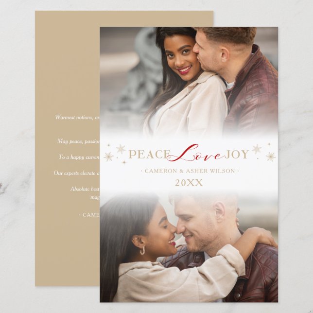 Bilap Simple Peace Liebe Joy Snowflakes 2 Fotos (Vorne/Hinten)