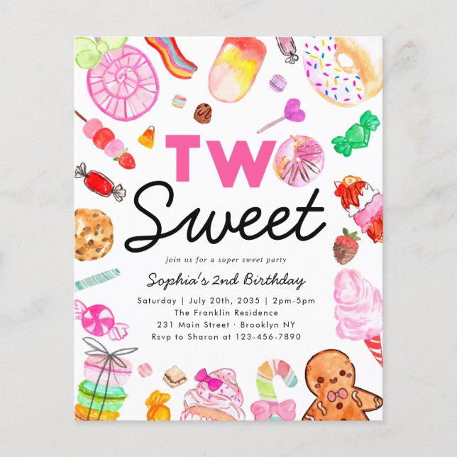 Bilap ZWEI SWEET Candy Kids Candyland Geburtstag Flyer (Vorne)