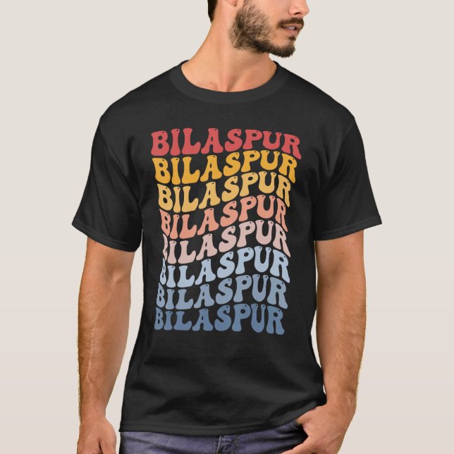 Bilaspur City Groovy Retro T-Shirt (Vorderseite)
