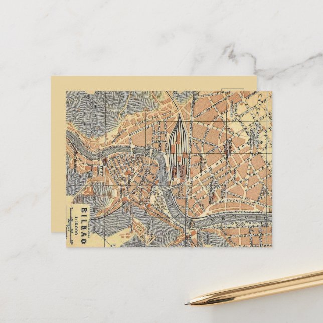 Bilbao Spanien Alte Karte Postkarte (Vorderseite/Rückseite Beispiel)