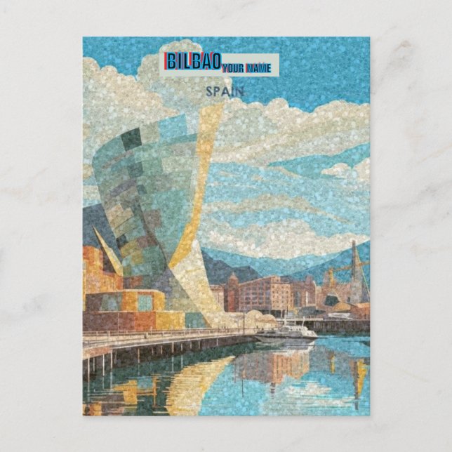 Bilbao Spanien Art Print, Bilbao Art Illustrat Postkarte (Vorderseite)