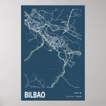 Bilbao Spanien City Map Line Art Blue Print