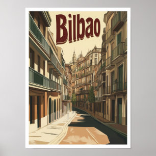 Bilbao Spanien Kunst Vintage Reise Illustration Poster
