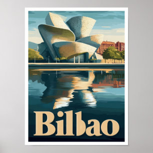 Bilbao Spanien Kunst Vintage Reise Illustration Poster