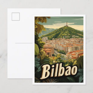 Bilbao Spanien Kunst Vintage Reise Illustration Postkarte