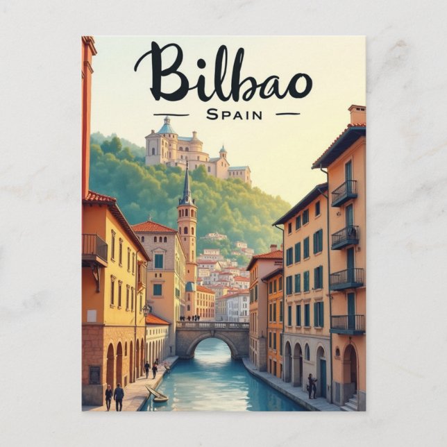 Bilbao Spanien Kunst Vintage Reise Postkarte (Vorderseite)