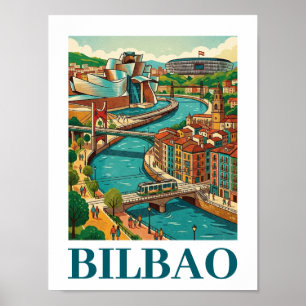 Bilbao Spanien Reise - Farbige Architektur Poster