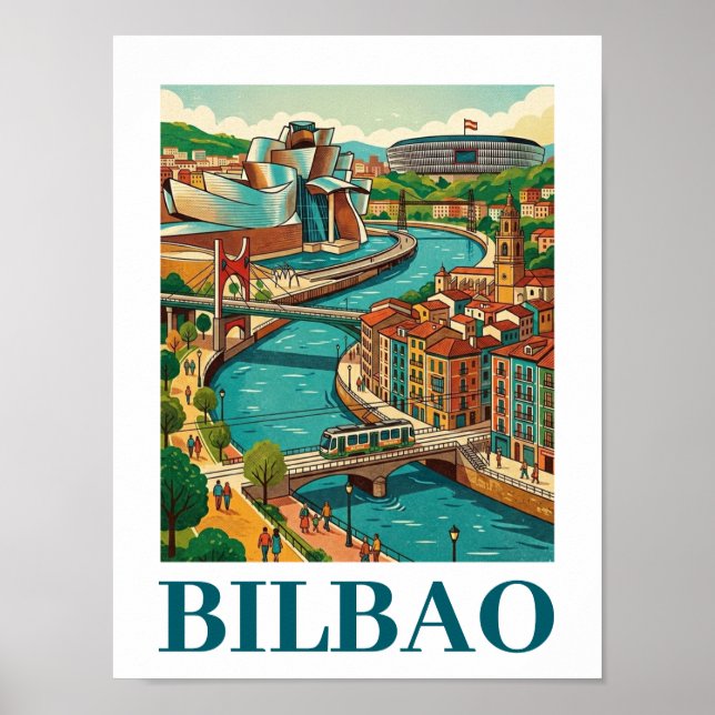 Bilbao Spanien Reise - Farbige Architektur Poster (Vorne)