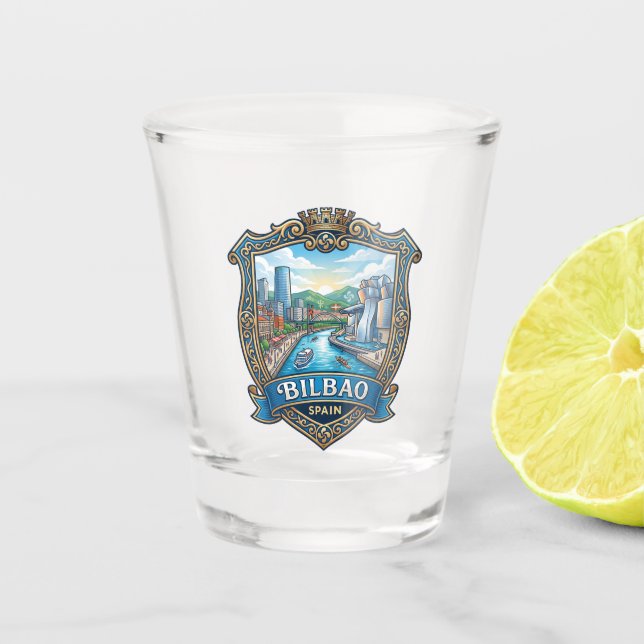 Bilbao Spanien Schnapsglas (Vorderseite)