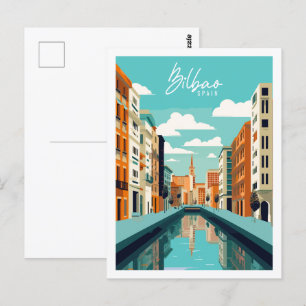 Bilbao Spanien Vintage-Reiseort-Illustration Postkarte