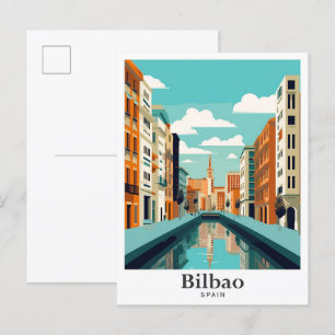 Bilbao Spanien Vintage-Reiseporträt Postkarte