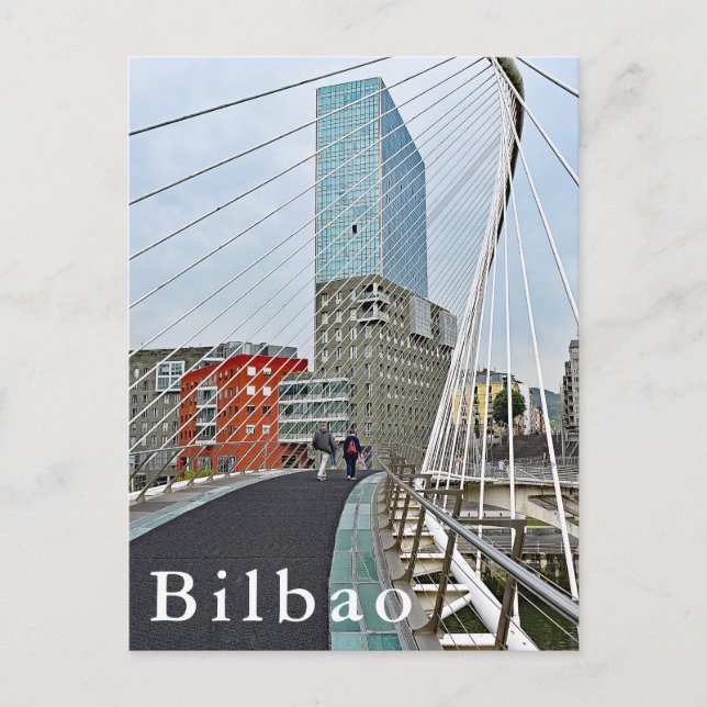 Bilbao. Zubizuri oder die Brücke Campo Volantin. Postkarte (Vorderseite)