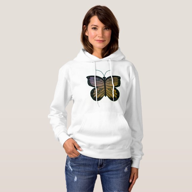 Bild der gelben und Lila Schmetterlingsblende Hoodie (Vorne ganz)