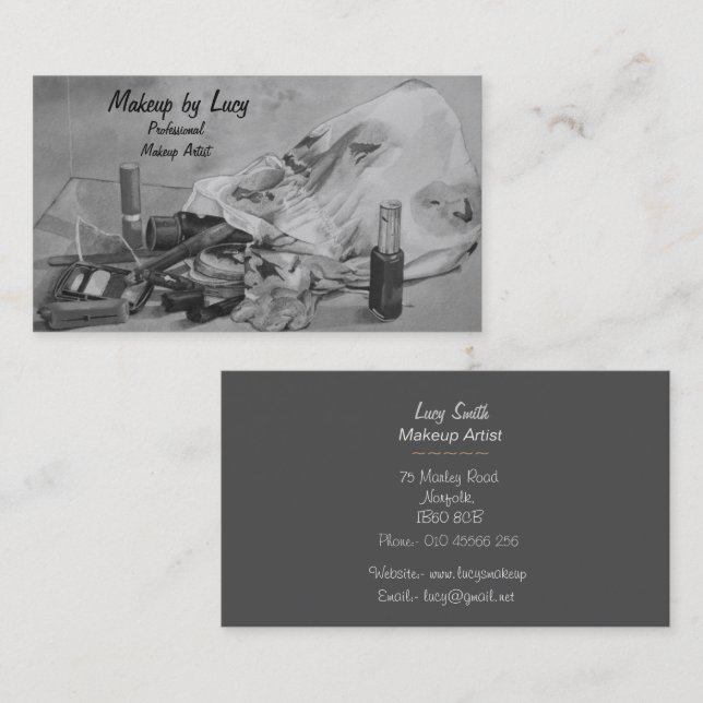 Bild der Vintagen Kosmetiktüte Visitenkarte (Vorne/Hinten)