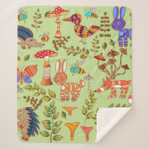 Bild des Waldlebens. Flora und Fauna. Vinta Sherpadecke
