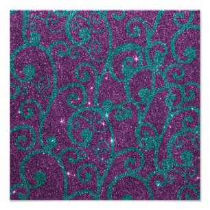 Bild des Wirblen Lila und Türkis-Glitters Fotodruck