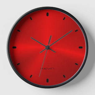 Bild einer glänzenden roten Metallic-Textur-Uhr Uhr