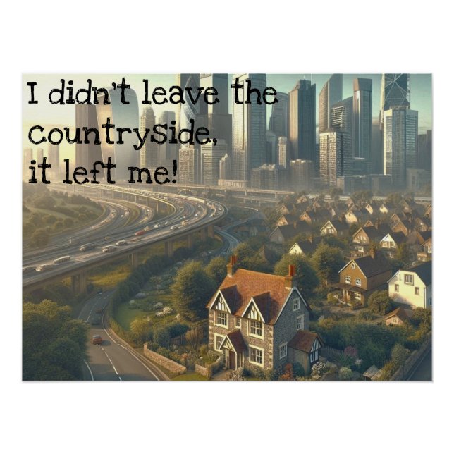 Bild einer niedlichen Hütte mit einer Stadt in der Poster (Vorderseite)