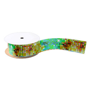 Bild eines farbenfrohen Disco-Glitzer Satinband