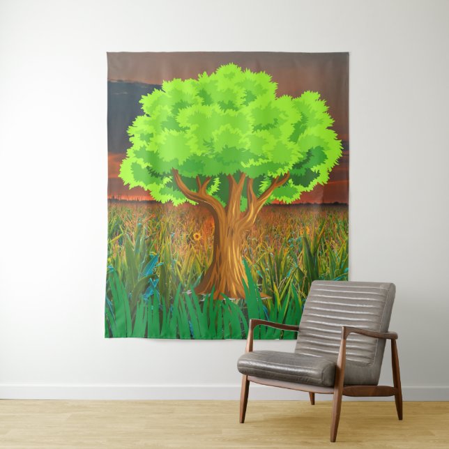 Bild eines immergrünen Baumes - Waldbaum Wandteppich (Beispiel)