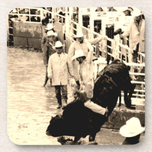 Bild eines Rodeo-Reiters auf einem Bucking Bull Getränkeuntersetzer