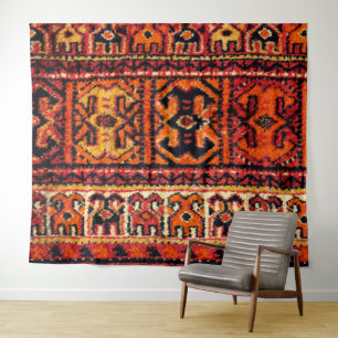 Bild eines Vintagen Teppichs. Beeindruckende Textu Wandteppich