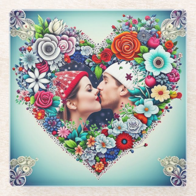 Bild hinzufügen | Rahmen für Blumenkohl Glasuntersetzer (Vorderseite)