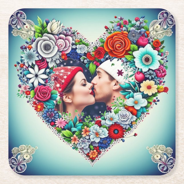 Bild hinzufügen | Rahmen für Blumenkohl Rechteckiger Pappuntersetzer (Vorderseite)