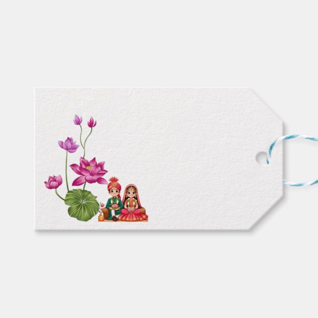 Bild Lotus, Braut und Bräutigam Geschenkanhänger (Vorderseite (Horizontal))