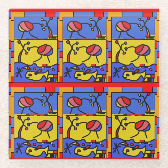 Bild mit der modernen Fischkunst Glasuntersetzer (Vorderseite)