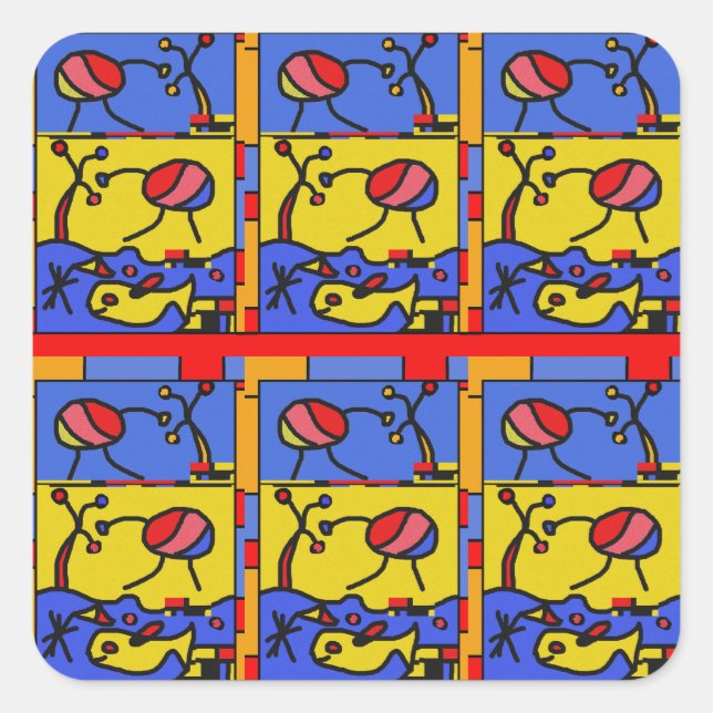 Bild mit der modernen Fischkunst Quadratischer Aufkleber (Vorderseite)