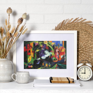 Bild mit Rindern von Franz Marc, Vintage Art Poster