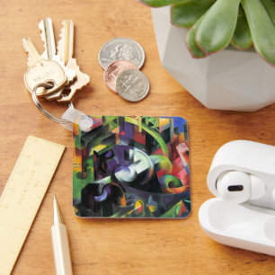 Bild mit Rindern von Franz Marc, Vintage Art Schlüsselanhänger