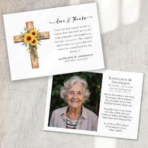 Bild Sonnenblumen Kreuz Schrift Trauer Dankeskarte