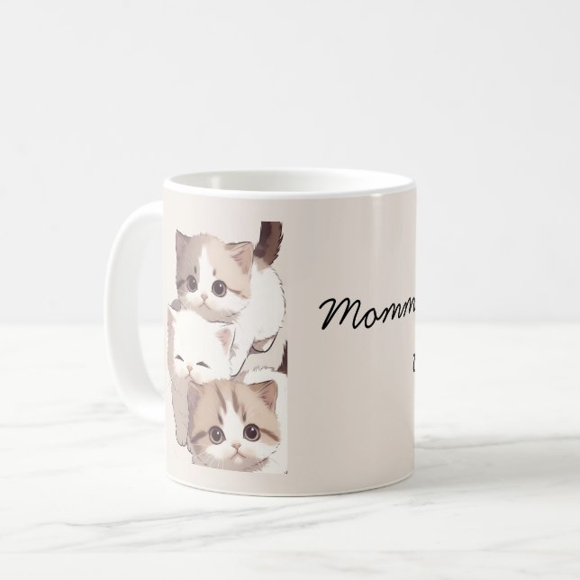 Bild von drei Katzen, Drillinge, Kaffeetasse (Vorderseite Links)