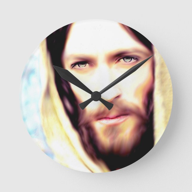 Bild von Jesus Runde Wanduhr (Vorderseite)