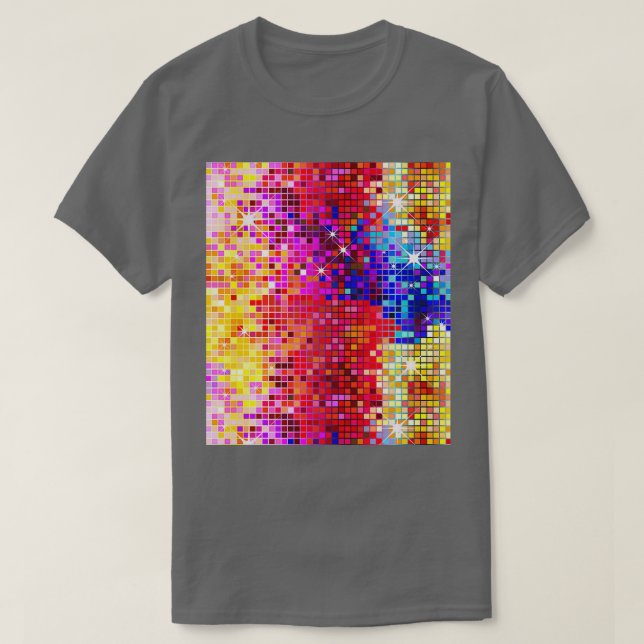 Bild von Metallischen farbigen Sequinen LookDisco  T-Shirt (Design vorne)