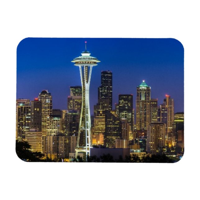 Bild von Seattle Skyline in den Morgenstunden. Magnet (Horizontal)