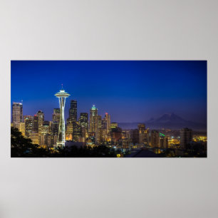 Bild von Seattle Skyline in den Morgenstunden. Poster