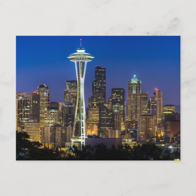 Bild von Seattle Skyline in den Morgenstunden. Postkarte (Vorderseite)
