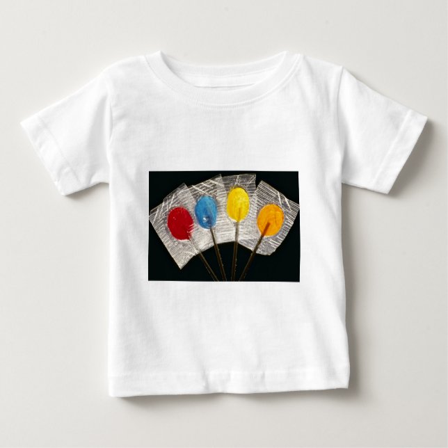 Bild von vier bunten Lutschern Baby T-shirt (Vorderseite)