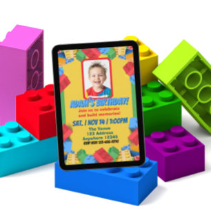 Bild zum Geburtstag Kinderblockbau Einladung