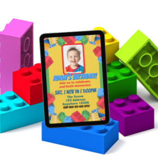 Bild zum Geburtstag Kinderblockbau Einladung