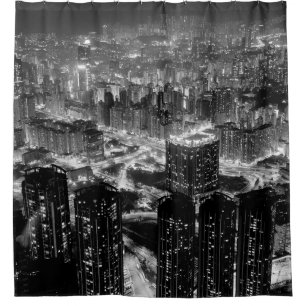 Bildende Kunstfotografie in der Stadt Hongkong im Duschvorhang